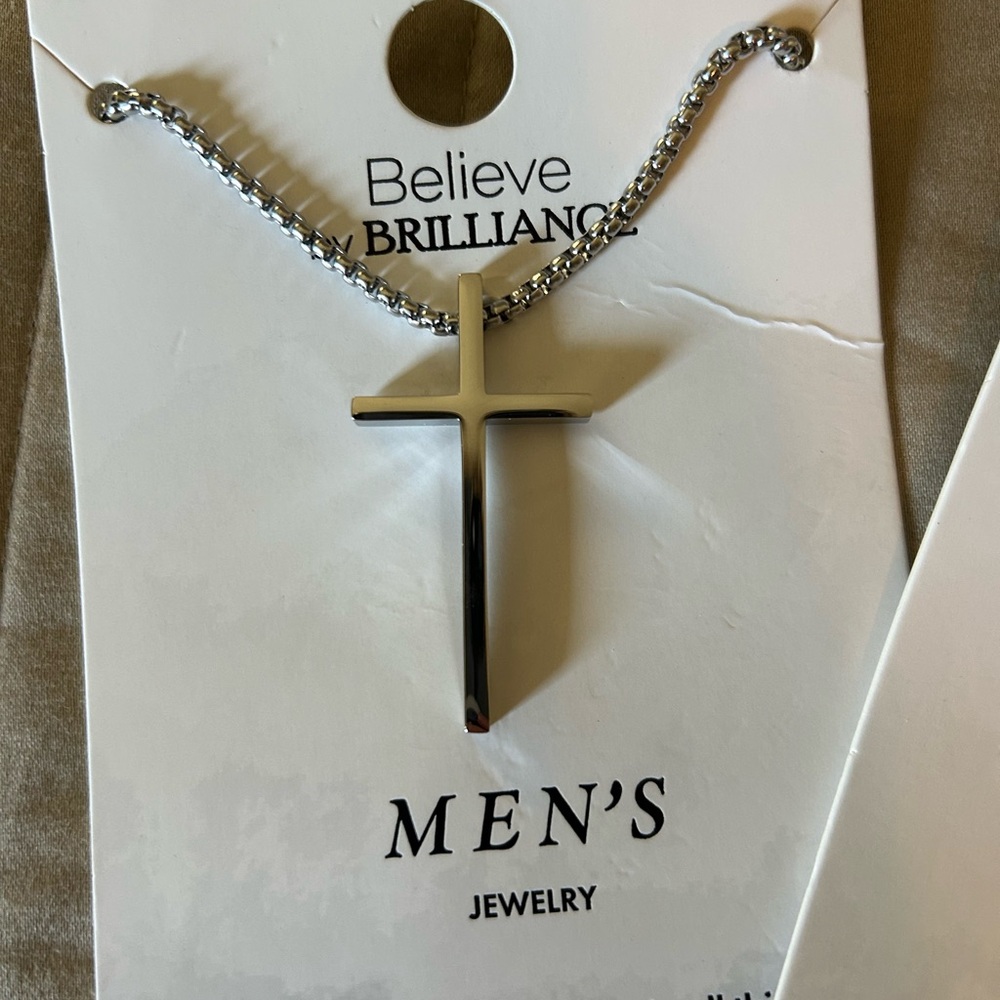 Men's 24” Stainless Steel Cross Necklace Set - Picture 3 of 8